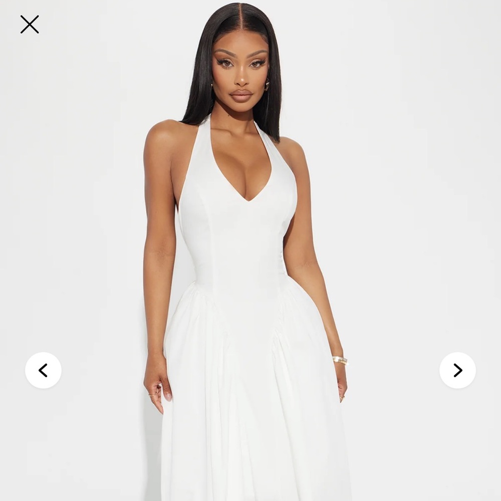 Fashion Nova White Halter Midi Dress